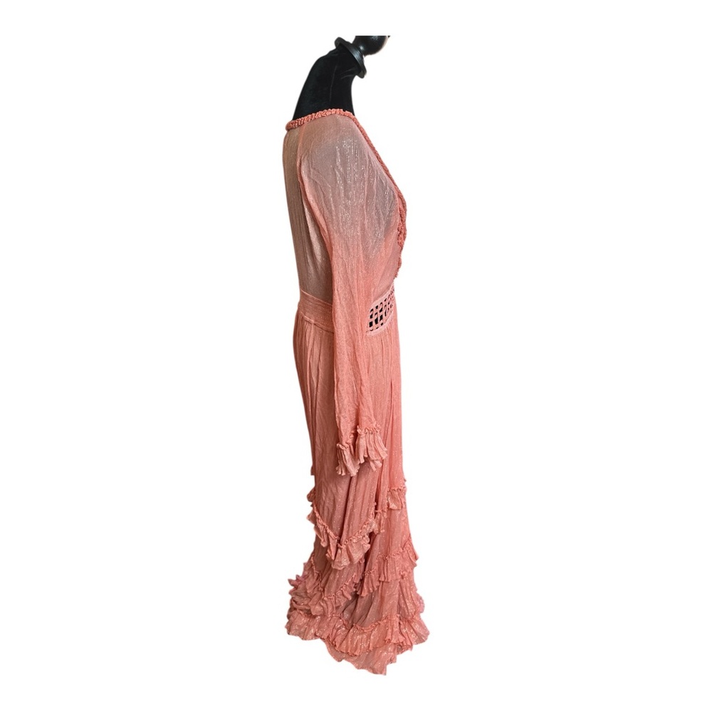 Free People Seraphina Maxi Dress Peach Boho Ruffle Women’s Size XL NWOT - Picture 6 of 11